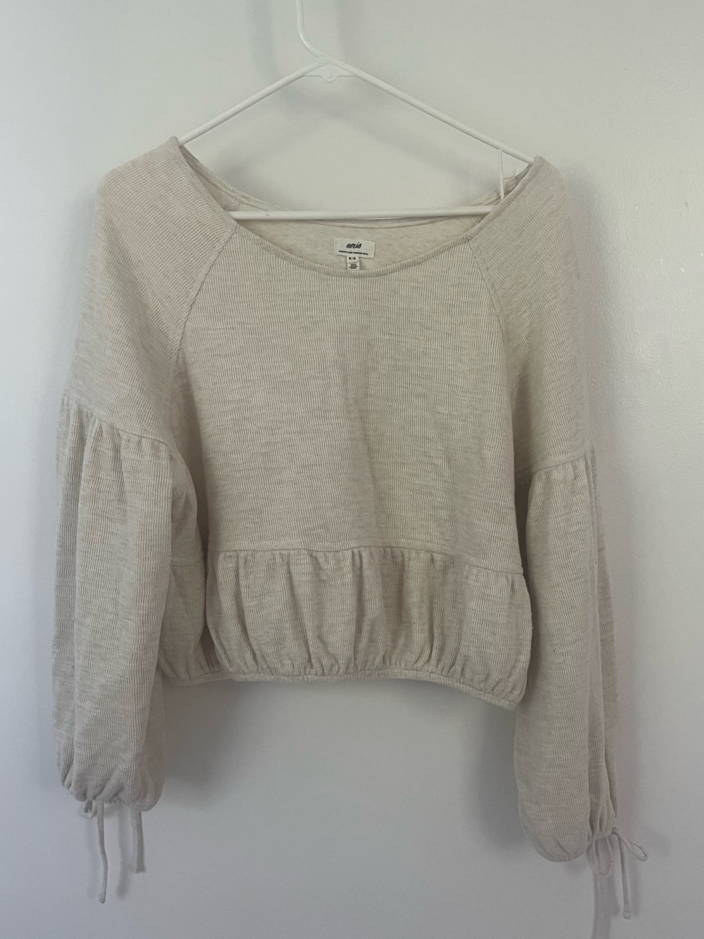 aerie Lightweight Waffle Knit Top - Cream
